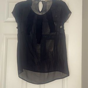 Loeffler Randall Black Sheer Silk Blouse